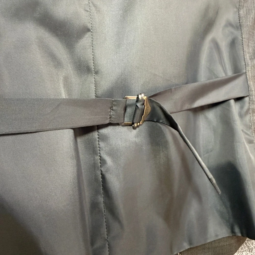 Express Suit Vest Mens L Gray Wool Blend Waistcoat Size Large Adjustable Back